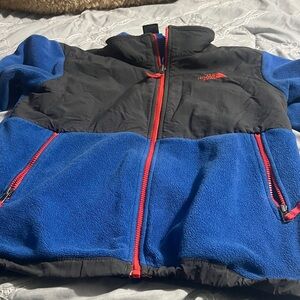 The North Face Kids Blue Fleece Jacket with Red Trim